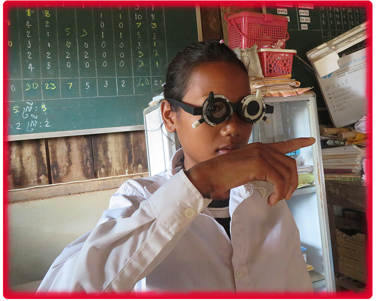 Thuon Cambodian girl with glasses eye screening