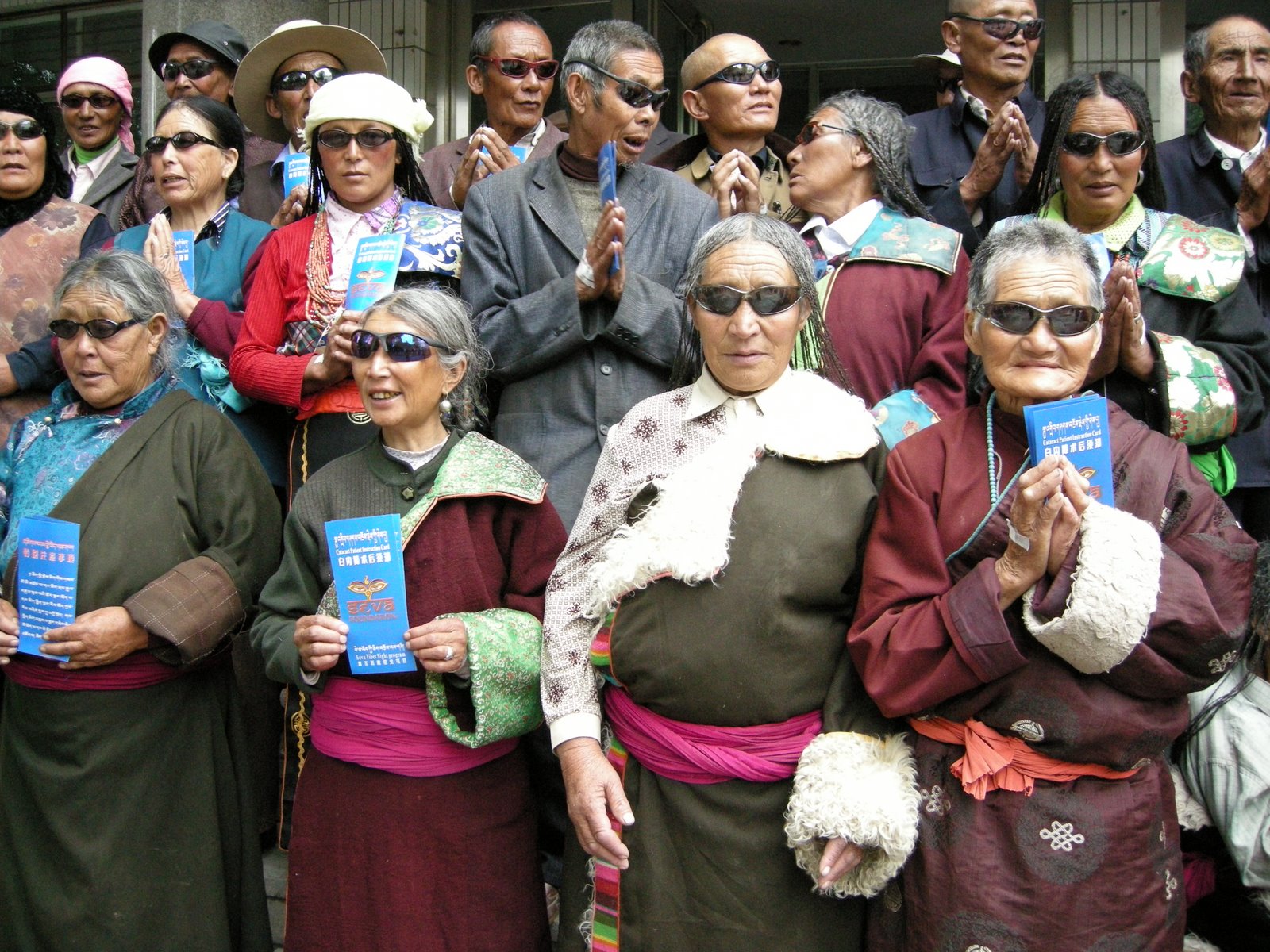 Grateful Tibetan patients at a Seva eye camp in 2008 