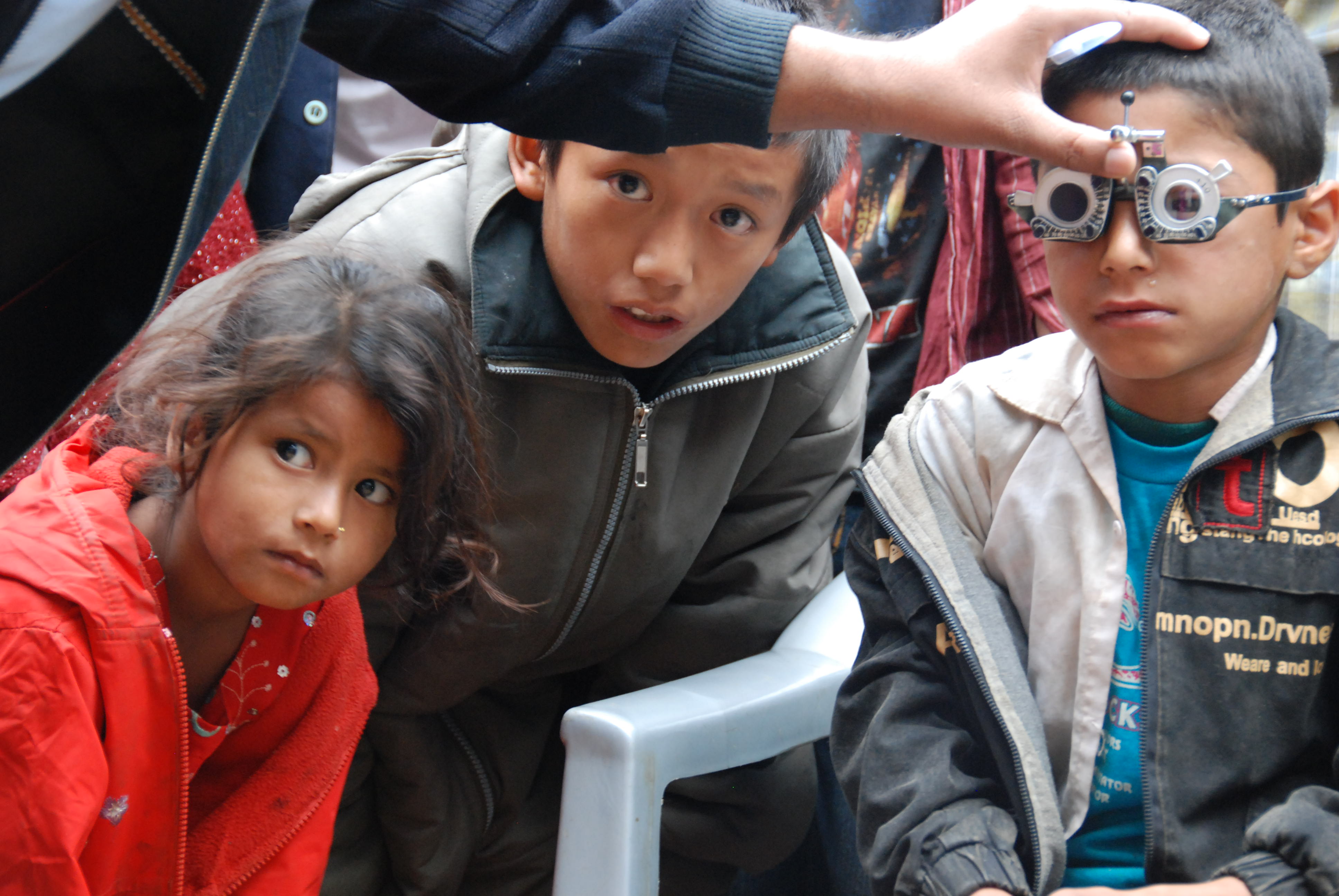 Children receiving eye care at a recent Seva eye camp in a remote hill district in Nepal. Photo courtesy of Johannes Burge 