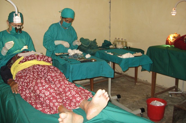 Receiving cataract surgery at the Seva-supported Terathum Eye Camp in Nepal