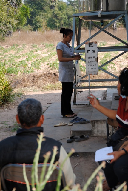 visual acuity testing in Cambodia at Seva eye camp