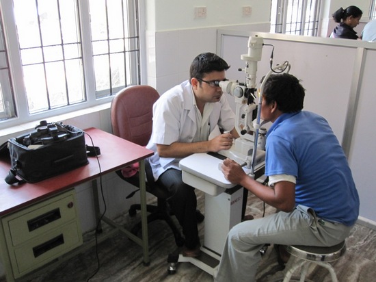 eye care patient being examined in Bharatpur, Chitwan